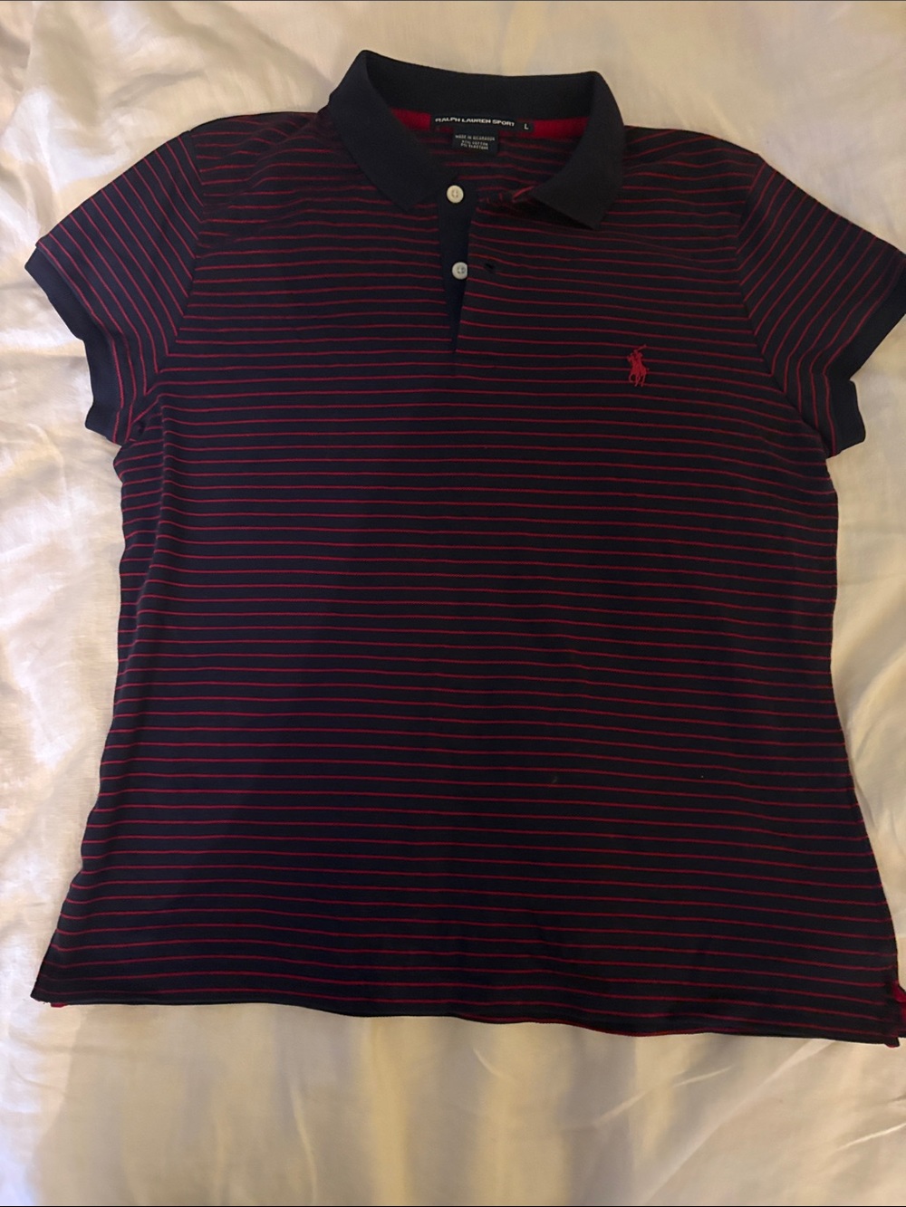 Ralph Lauren Navy Polo with Red Stripes